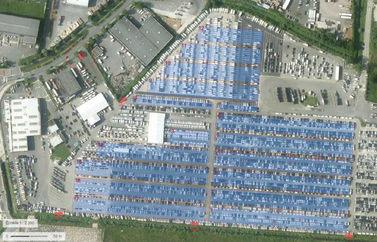 ombrières photovoltaîques parc de stockage véhicules